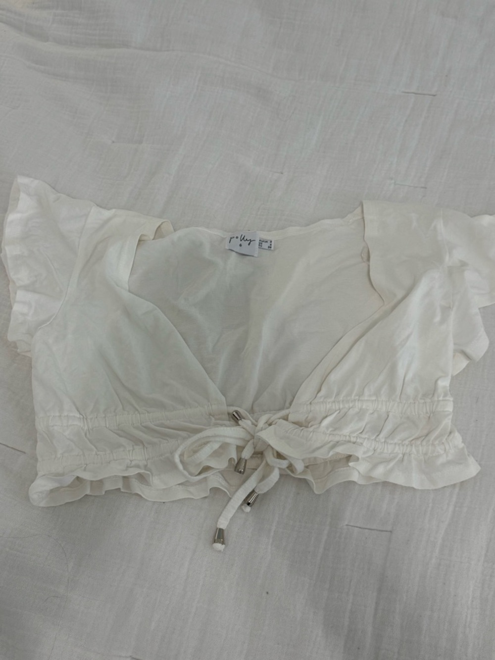 Princess Polly Cream Drawstring Crop Top